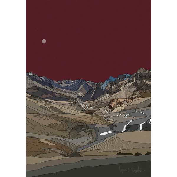 Art By Lopsang: A View from Singe La Pass (Red)