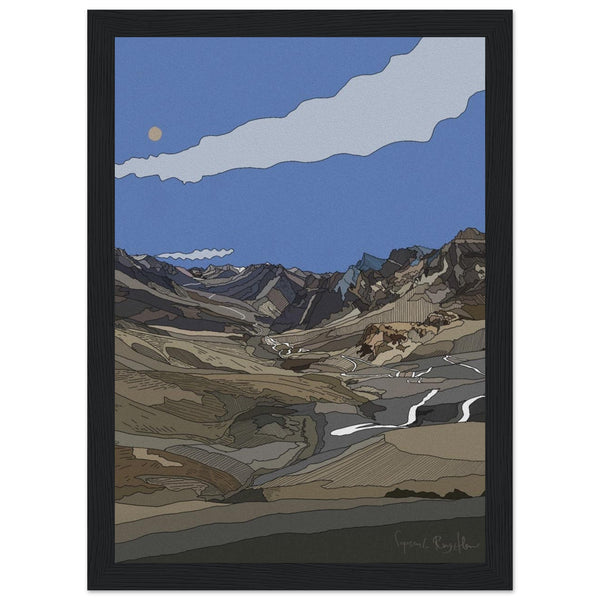 ART BY LOPSANG: A VIEW FROM SINGE LA PASS - in Wooden Frame