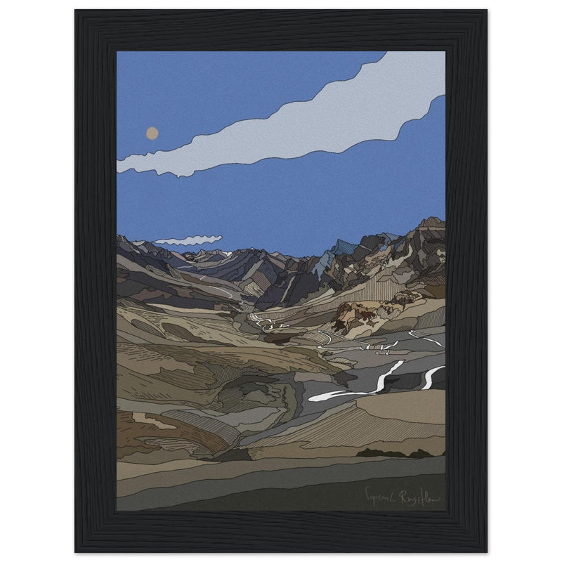 ART BY LOPSANG: A VIEW FROM SINGE LA PASS - in Wooden Frame