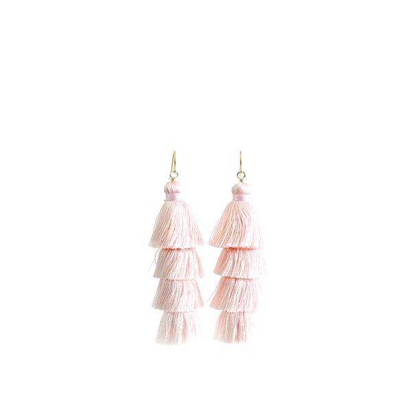 Mango+Moose: Layered Blush Tassel Earrings