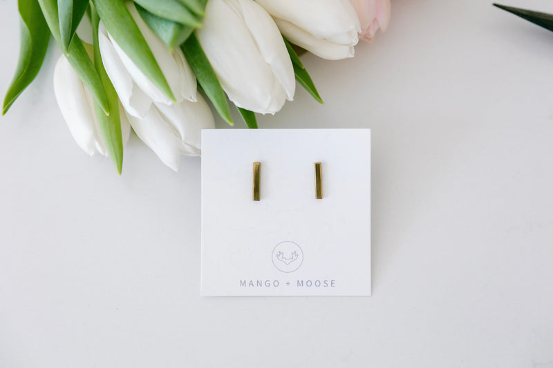 Mango+Moose: Mini Bar Earrings Brass