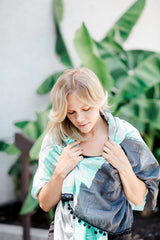 Mango+Moose: Blue and Grey Pom Pom Scarf