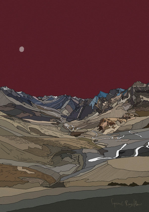 Art By Lopsang: A View from Singe La Pass (Red)